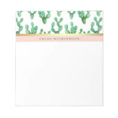 トレンディーサボテン |赤面とフェイク金ゴールド砂漠模様 ノートパッド (正面)