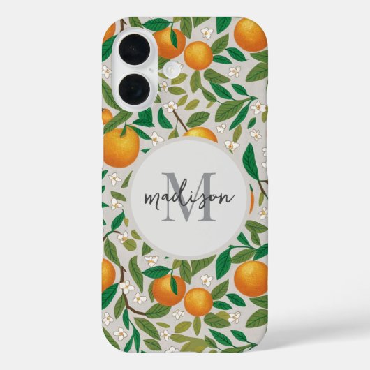 トレンディーサマーオレンジ柑橘系フルーツ花模様 Case-Mate iPhoneケース (裏面)