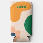 トレンディーサマーカラフル抽象芸術レインボービーチ スリム缶クーラー (正面)