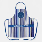 トレンディーサマーネイビーブルーボートストライプコレクション エプロン (正面)