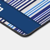 トレンディーサマーネイビーブルーボートストライプコレクション デスクマット (コーナー)