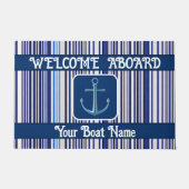 トレンディーサマーネイビーブルーボートストライプコレクション ドアマット (正面)