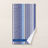 トレンディーサマーネイビーブルーボートストライプコレクション バスタオルセット (ハンドタオル)