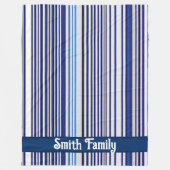 トレンディーサマーネイビーブルーボートストライプコレクション フリースブランケット (正面)