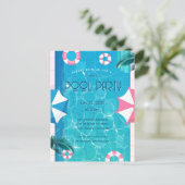 トレンディーサマープールパーティの招待状 シーズンポストカード (スタンド正面)