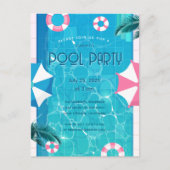 トレンディーサマープールパーティの招待状 シーズンポストカード (正面)