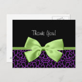 トレンディーサンキューパープルキリンとグリーンリボン ポストカード (正面/裏面)