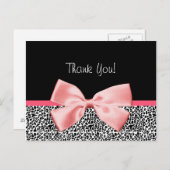 トレンディーサンキューヒョウのプリントとピンクリボン ポストカード (正面/裏面)