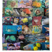 トレンディーサンゴ礁海洋生物：魚と動物 シャワーカーテン (正面)