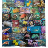 トレンディーサンゴ礁海洋生物:魚と動物 シャワーカーテン (正面)