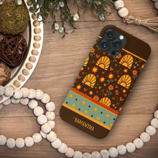 トレンディーサンシャインモダンブラウンネーム Case-Mate iPhoneケース