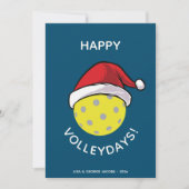トレンディーサンタキャップピックルボールブルークリスマスフォト シーズンカード (正面)