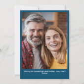 トレンディーサンタキャップピックルボールブルークリスマスフォト シーズンカード (裏面)