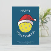 トレンディーサンタキャップピックルボールブルークリスマス シーズンカード (スタンド正面)