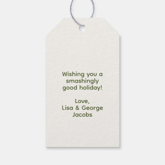 トレンディーサンタキャップピックルボールホワイトクリスマス ギフトタグ (裏面)