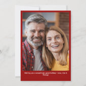 トレンディーサンタキャップピックルボールレッドクリスマスフォト シーズンカード (裏面)