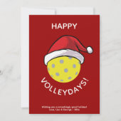 トレンディーサンタキャップピックルボールレッドクリスマス シーズンカード (正面)