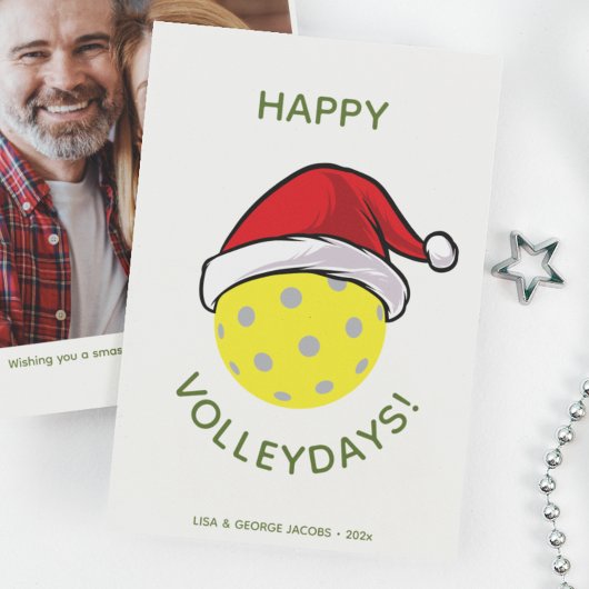 トレンディーサンタ・キャップ・ピックルボール白いクリスマスフォト シーズンカード