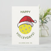 トレンディーサンタ・キャップ・ピックルボール白いクリスマスフォト シーズンカード (スタンド正面)