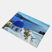 トレンディーサントリーニギリシャイラストレーション ドアマット (アングル)