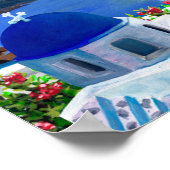 トレンディーサントリーニギリシャイラストレーション ポスター (角)