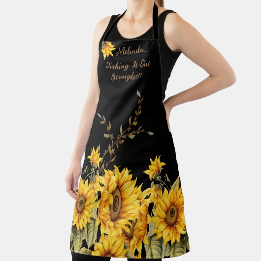 トレンディーサンフラワーズ&引用文ウィメンズエプロン エプロン (インサイチュ)