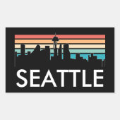 トレンディーシアトルワシントンレトロサンセットスカイライン 長方形シール (正面)