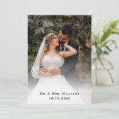 トレンディーシクラシックックの花嫁と花婿の結婚写真 サンキューカード (スタンド正面)