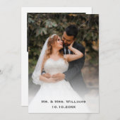 トレンディーシクラシックックの花嫁と花婿の結婚写真 サンキューカード (正面/裏面)