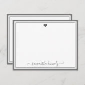 トレンディーシッガーリークシルバーグレーハート名前をカスタムする  ノートカード (正面/裏面)