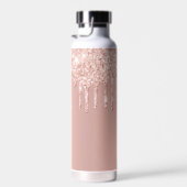 トレンディーシックかわいいバラ金ゴールド名前をカスタムする ウォーターボトル (右面)