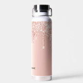 トレンディーシックかわいいバラ金ゴールド名前をカスタムする ウォーターボトル (背面)