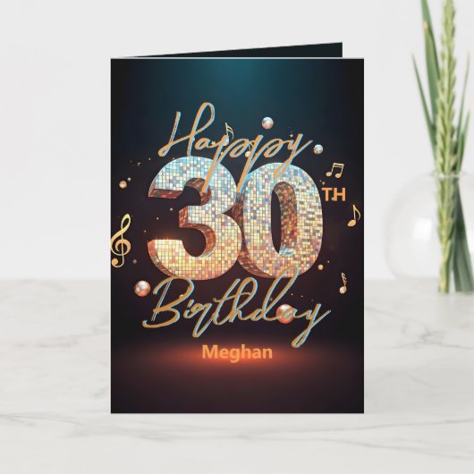 トレンディーシックきらめくディスコダンス30th誕生日 カード (正面)