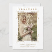 トレンディーシックなゴールデンレースロマンチックな大学院写真 招待状 (正面)