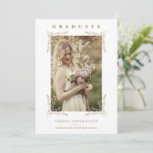 トレンディーシックなゴールデンレースロマンチックな大学院写真 招待状 (スタンド正面)