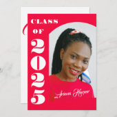 トレンディーシックなスクリプトピンク卒業パーティー 招待状 (正面/裏面)