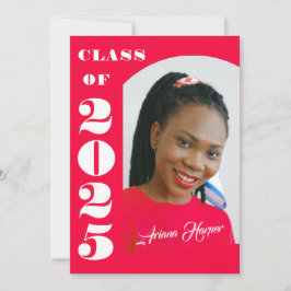 トレンディーシックなスクリプトピンク卒業パーティー 招待状