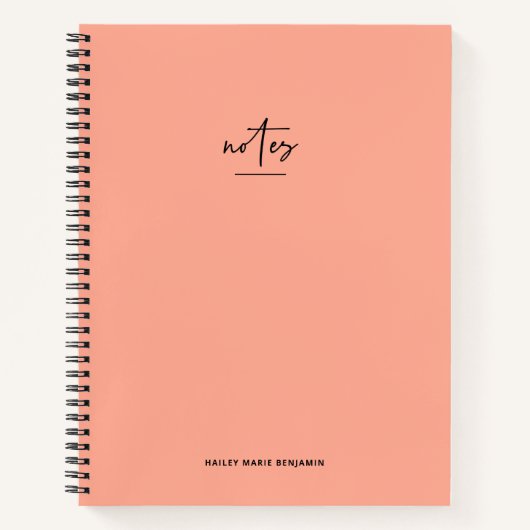 トレンディーシックなタンジェリンオレンジスクリプトノートブック ノートブック (正面)