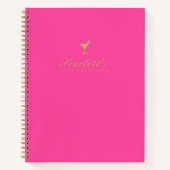 トレンディーシックなピンクと金ゴールド空白のカクテルレシピ ノートブック (正面)