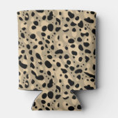 トレンディーシックなブラウンベージュヒョウのスポットパターン名 缶クーラー (裏面)