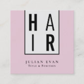 トレンディーシックなブラック&ピンクヘアドレッサー スクエア名刺 (正面)