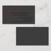 トレンディーシックなモノグラムブラックグレービジネスカード 名刺 (正面/裏面)