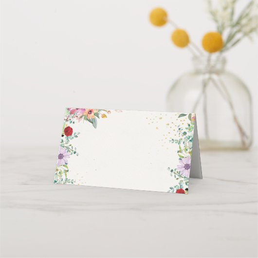 トレンディーシックなワイルドフラワーズフローラウェディングレセプション プレイスカード (裏面)