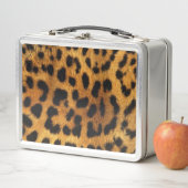 トレンディーシックな動物柄の茶色のヒョウ柄 メタルランチボックス (インサイチュ)