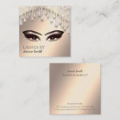 トレンディーシックな金ゴールドキラキラ輝くドリップメイクアップ目 スクエア名刺 (正面/裏面)