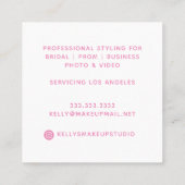 トレンディーシックはっきりしたピンクスクリプトメイクアップアーティスト スクエア名刺 (裏面)