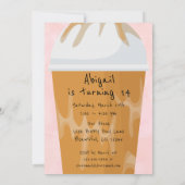 トレンディーシックアイスコーヒピンクバースデーパーティー 招待状 (裏面)