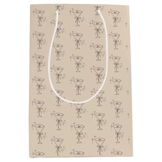 トレンディーシックエスプレッソマルティーニニュートラルブラウンベージュ ミディアムペーパーバッグ (正面)