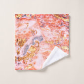 トレンディーシックカッコいい金ゴールドマーブルパターン バスタオルセット (ウォッシュタオル)