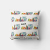 トレンディーシックカラフルウィンターワンダーランドウォーターカラー クッション (正面)